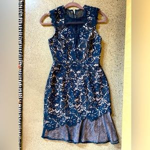 REISS lace party dress. NEW. Teal/dark green-blue. Size USA 4